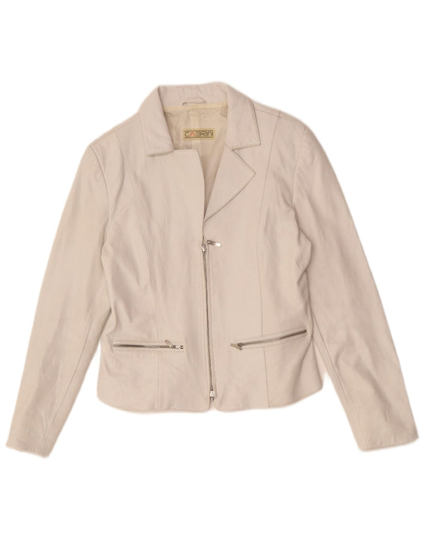 Cabrini Chaqueta Blazer de Cuero para Mujer IT 40 Small White Leather
