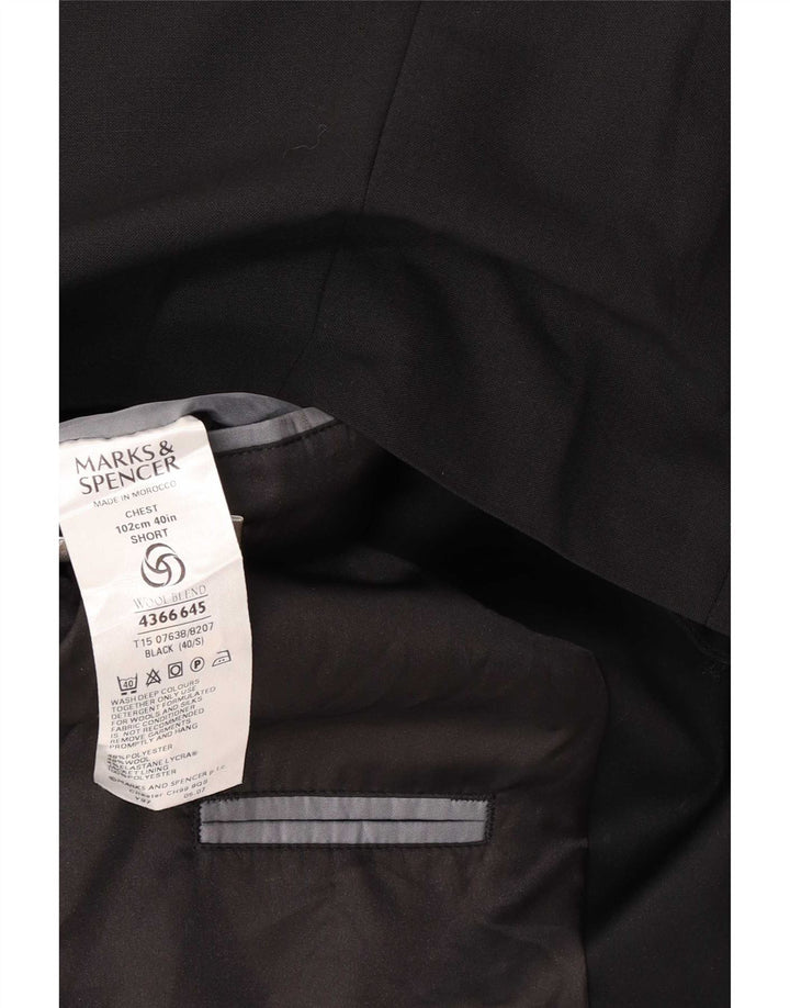 Marks & Spencer Chaqueta tipo blazer de 2 botones para hombre UK 40 Mediano Poliéster negro