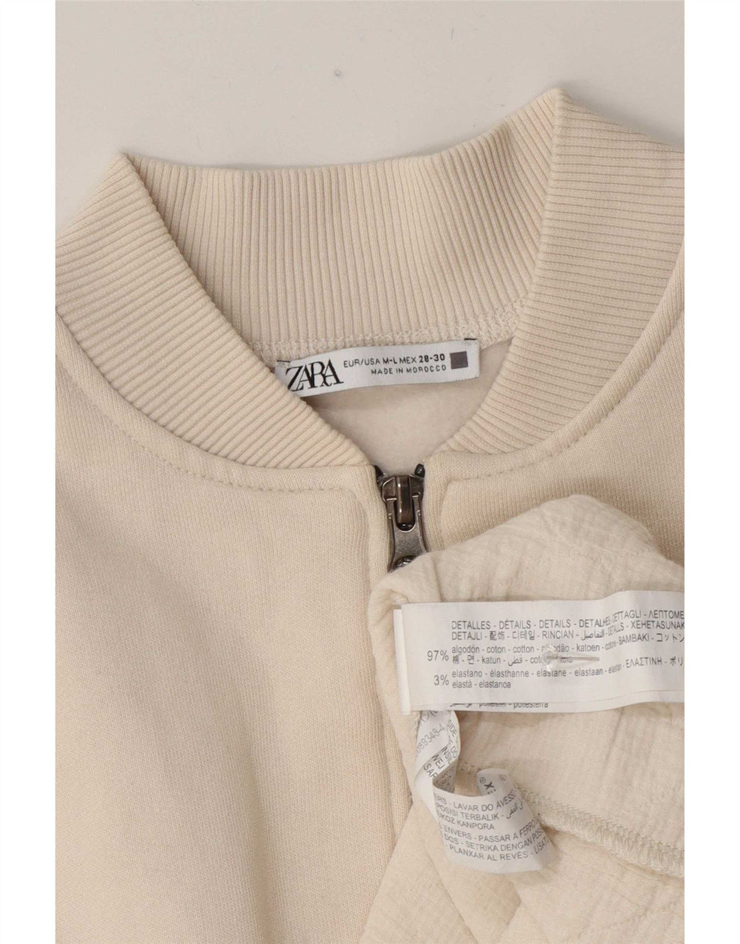 Zara Vestido Con Cremallera Completa Para Mujer UK 40 Medio Algodón Blanco Roto
