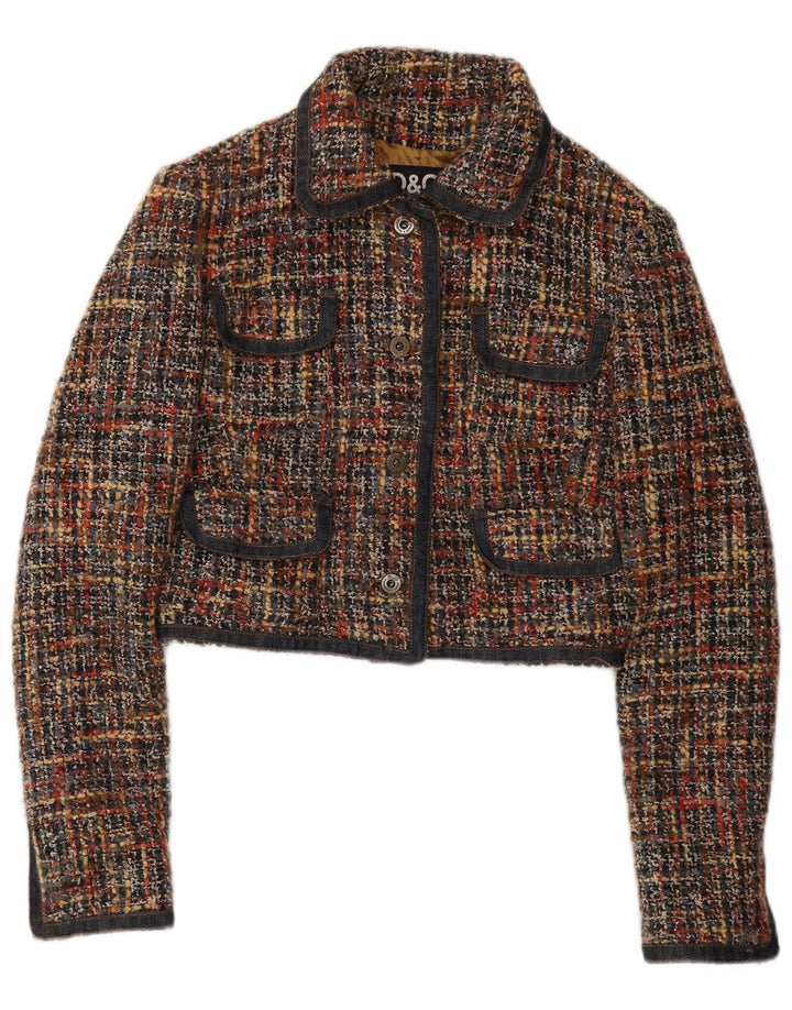DOLCE & GABBANA Chaqueta blazer para mujer UK 12 Mediana moteada multicolor
