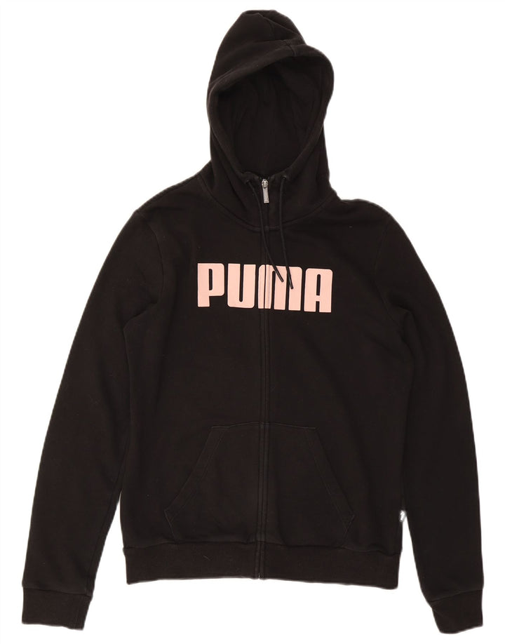 Puma Sudadera con capucha y cremallera gráfica para mujer UK 14 Medium Black