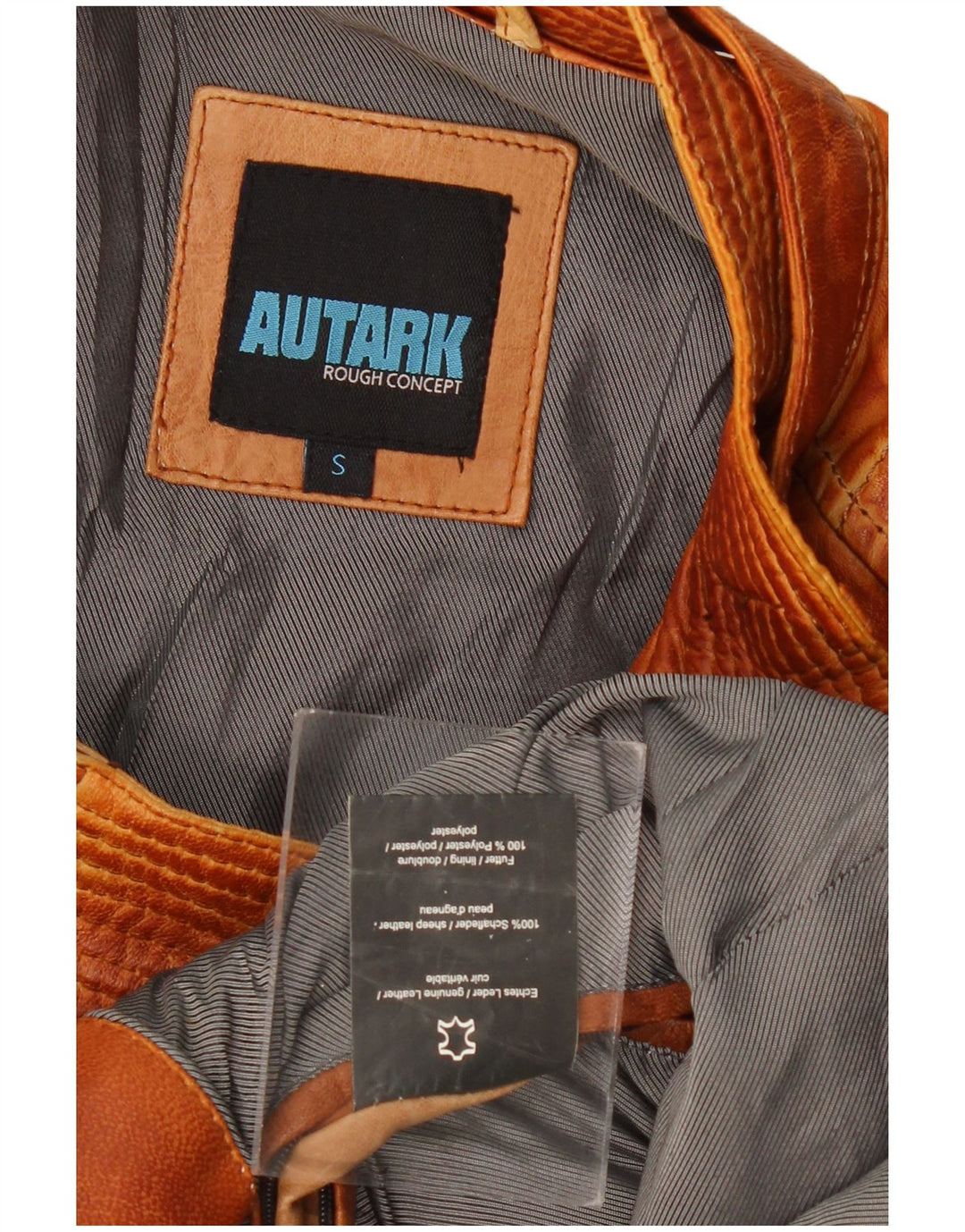 AUTARK Chaqueta de cuero para hombre UK 36 Small Cuero marrón