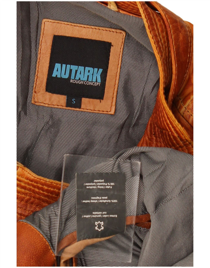 AUTARK Chaqueta de cuero para hombre UK 36 Small Cuero marrón
