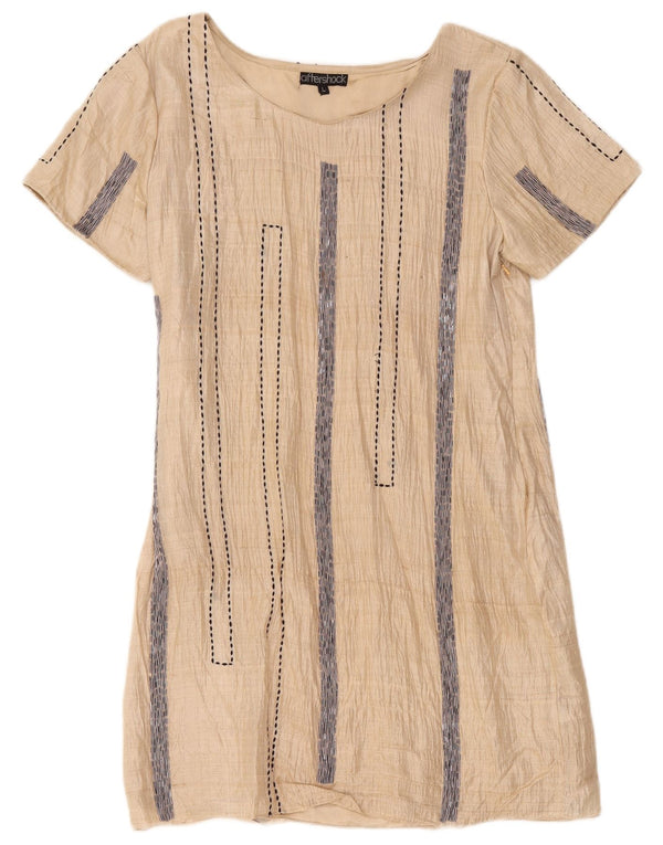 Vestido recto para mujer Aftershock UK 44 Large Beige Rayas