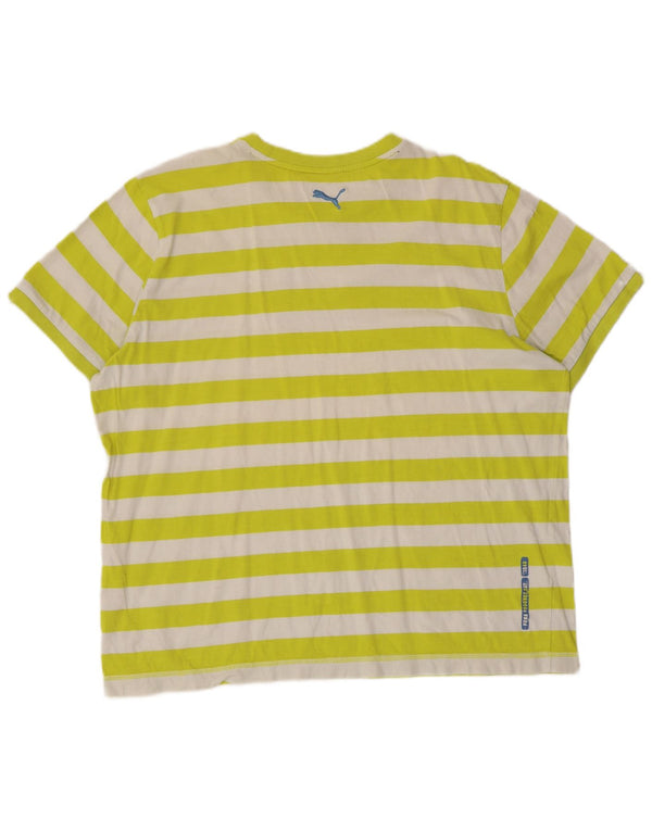 Puma Camiseta gráfica para hombre Top XL Algodón a rayas verdes