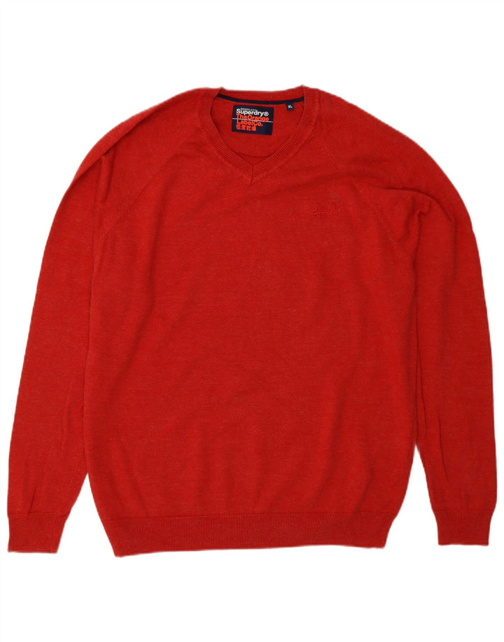 Superdry Jersey Con Cuello En V Para Hombre XL Algodón Rojo