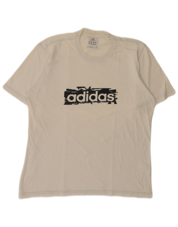 Adidas - Camiseta gráfica para hombre, talla mediana, algodón blanco