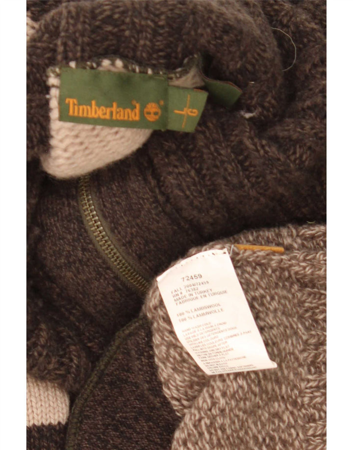 Timberland Cárdigan para hombre de lana de cordero con bloques de color marrón grande