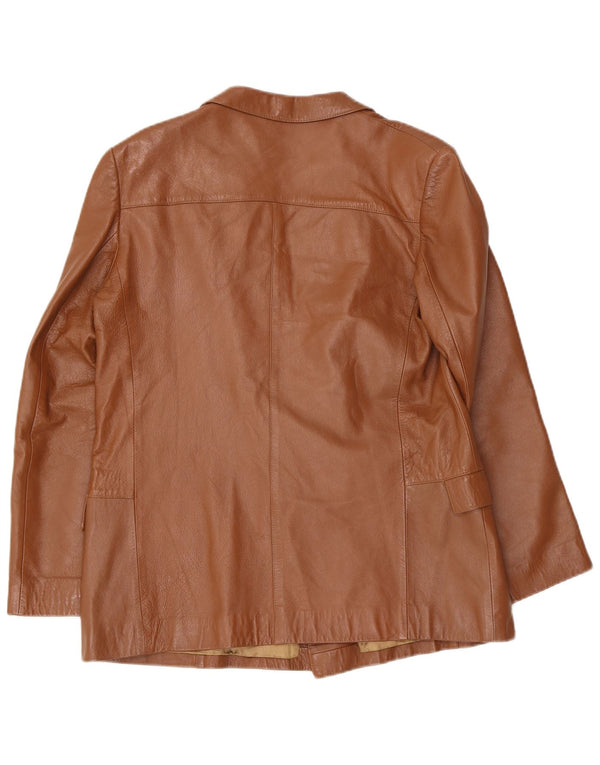 Anfor Chaqueta Blazer de Cuero con Doble Botonadura para Mujer IT 44 Marrón Medio