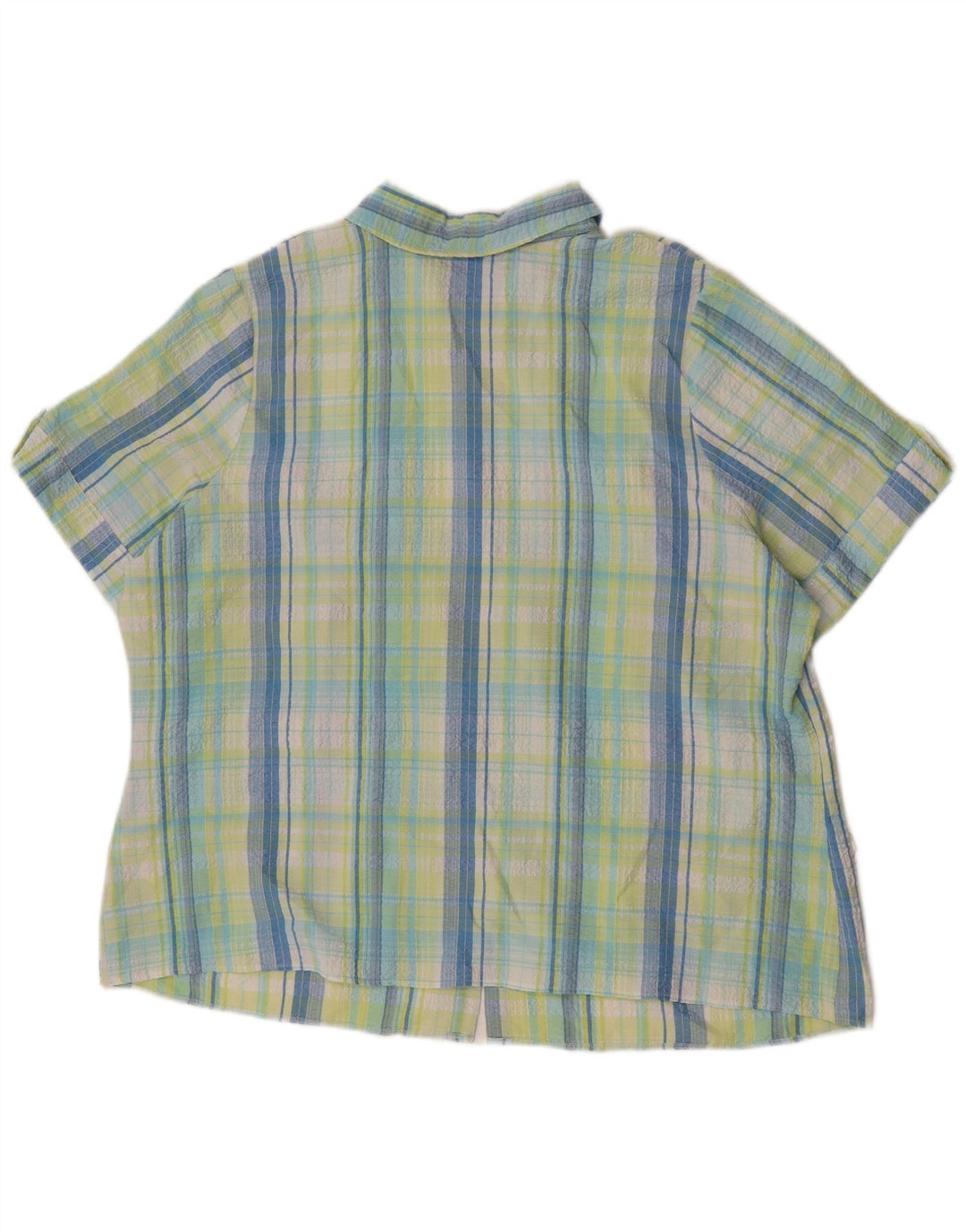 Marks & Spencer Camisa de manga corta para mujer UK 22 3XL Poliéster a cuadros verdes