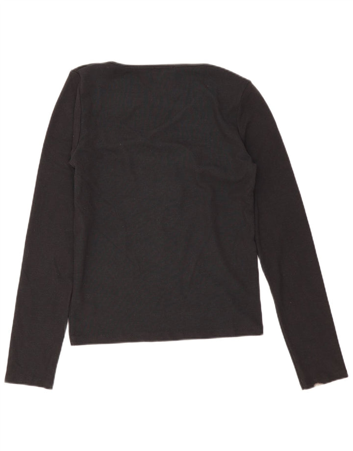 Zara Mujer Top Manga Larga UK 44 Grande Negro