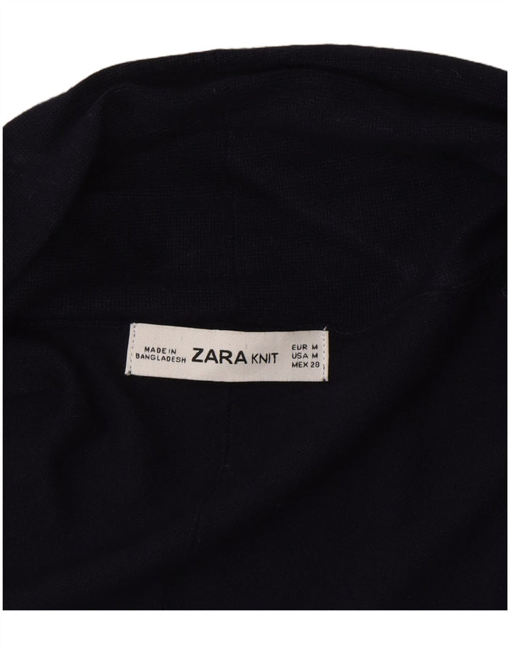 Zara Mujer Cárdigan Abierto Suéter UK 12 Medium Azul Marino