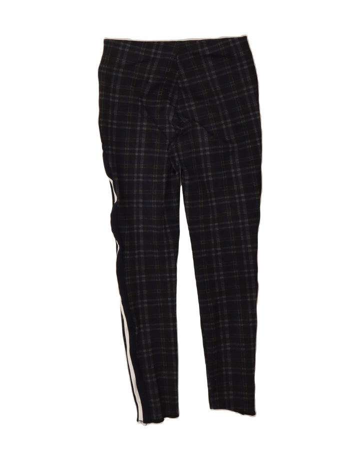 ZARA Womens Leggings UK 12 Medium  Navy Blue Check Viscose Vintage Zara and Second-Hand Zara from Messina Hembry 