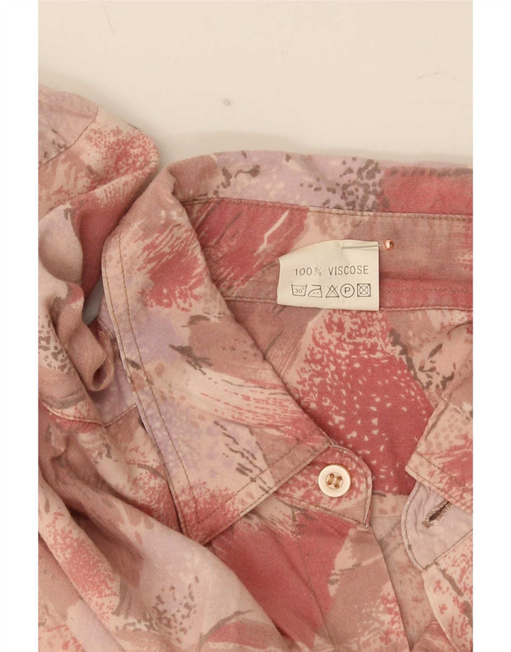 Vintage hombres patrón abstracto camisa de manga corta viscosa rosa medio