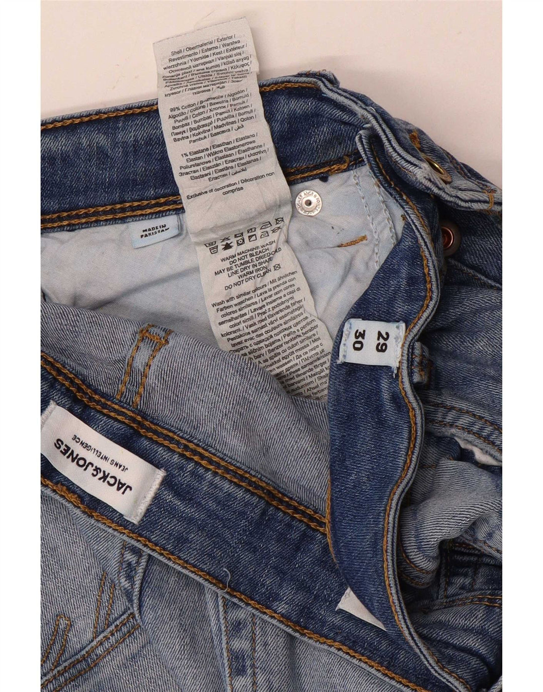 Jack & Jones Vaqueros ajustados desgastados para hombre W29 L30 Algodón azul