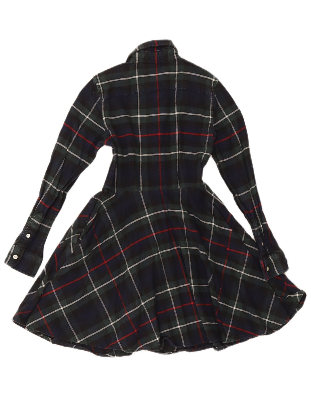 POLO RALPH LAUREN Vestido Camisero Manga Larga Niña 6-7 Años Cuadros Azul Marino