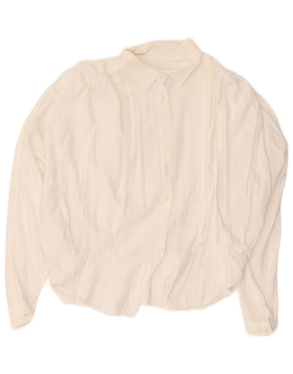 Vintage mujer camisa blusa Reino Unido 16 algodón blanco grande
