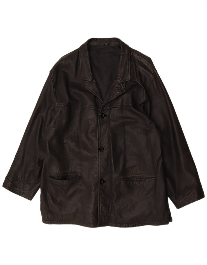 Maddox Chaqueta de cuero para hombre IT 56 3XL Cuero negro