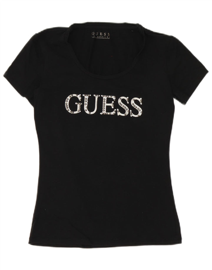 Guess Camiseta gráfica para mujer Top UK 10 Small Black