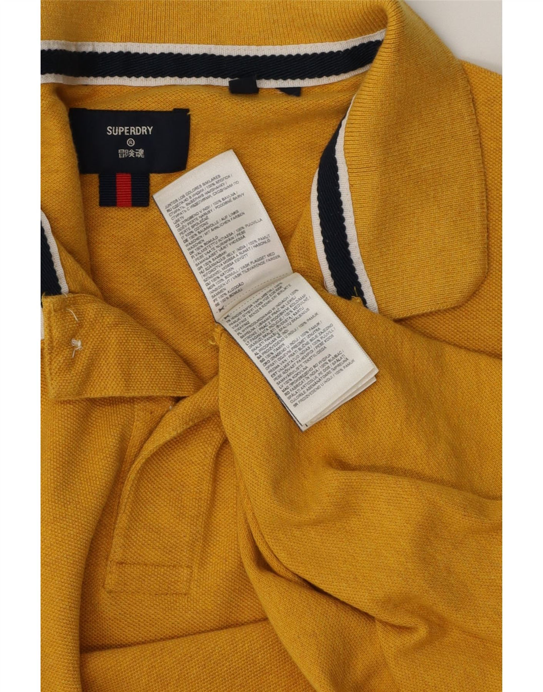 SUPERDRY Polo para hombre de algodón amarillo grande