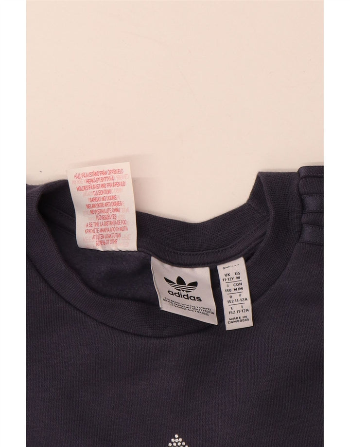 ADIDAS Sudadera estampada para niña 11-12 años Algodón azul marino