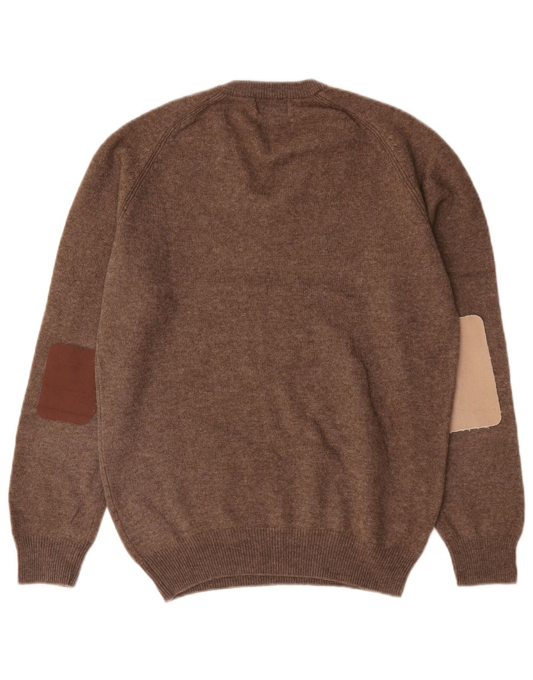Marks & Spencer Jersey con cuello en V para hombre, talla pequeña, lana de cordero marrón