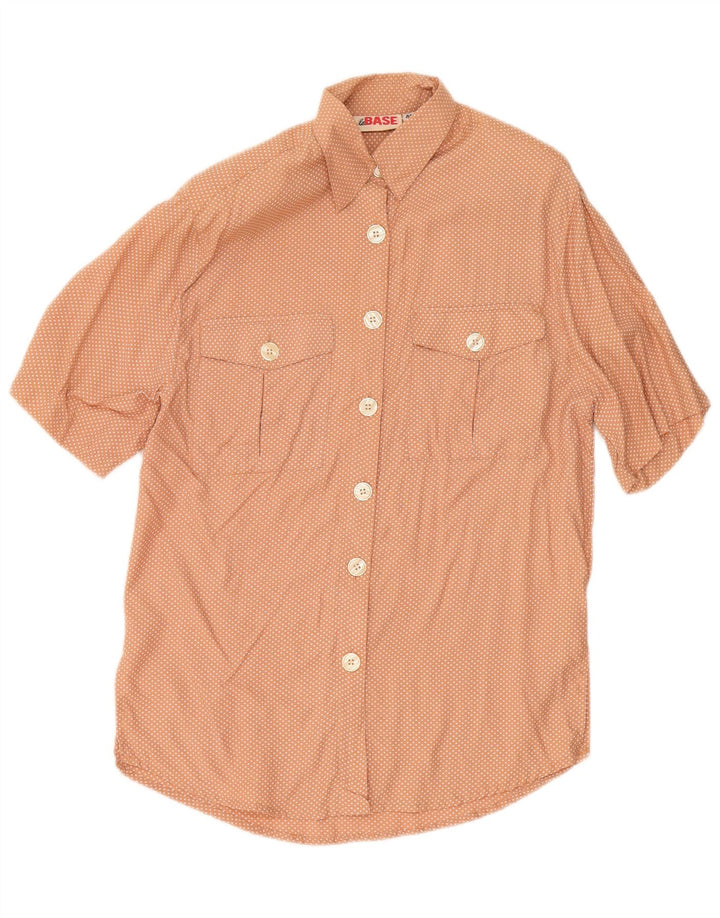 Camisa vintage de manga corta para mujer IT 44 Naranja mediana manchada