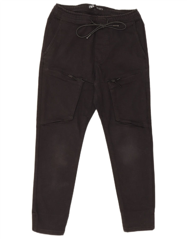 Zara Mujer Pantalones De Chándal Cargo UK 8 Small Negro