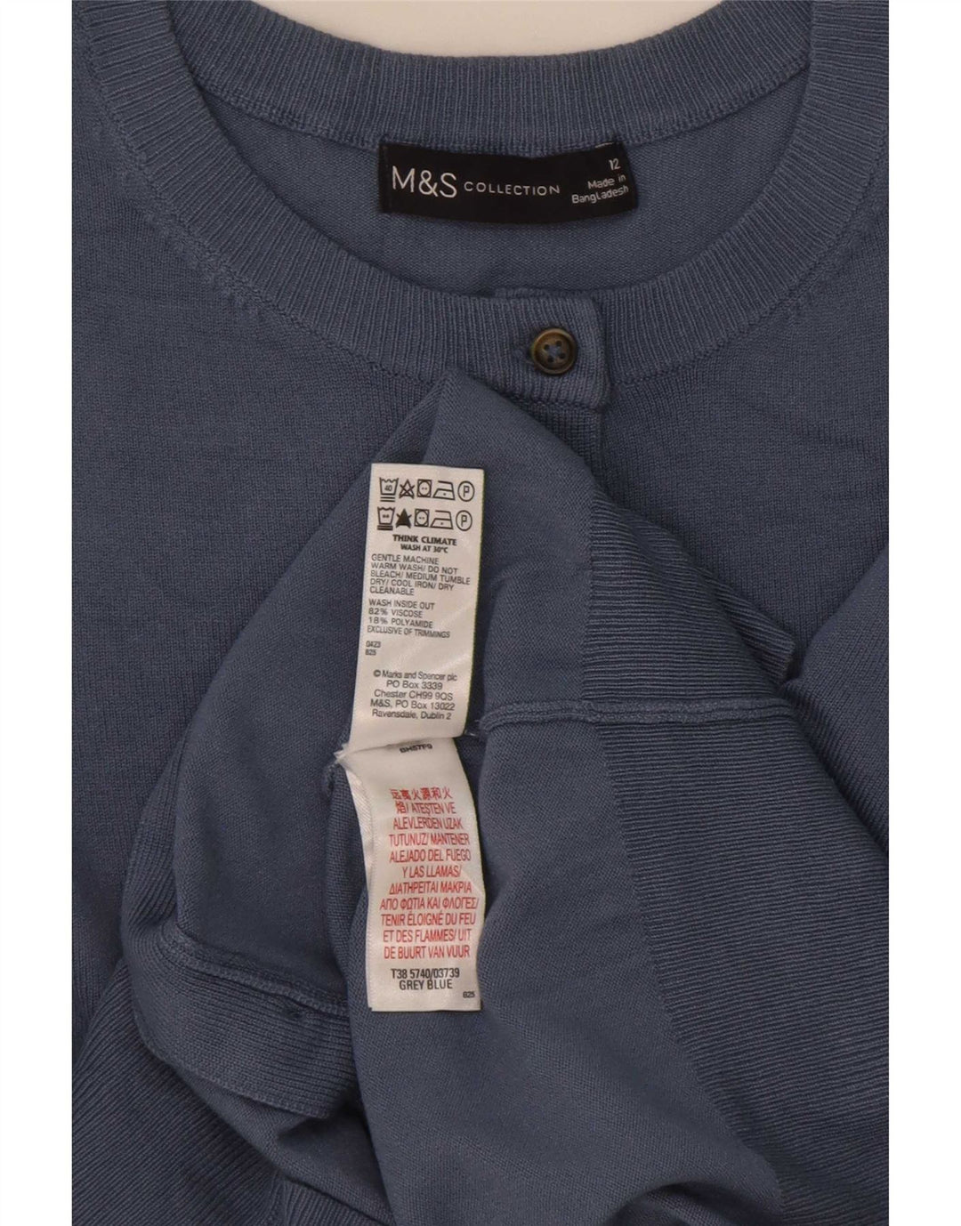 Marks & Spencer - Cárdigan para mujer, talla 40, viscosa azul medio