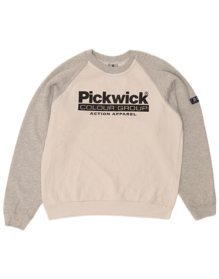PICKWICK Sudadera gráfica para mujer Jumper UK 14 Medium White Colourblock