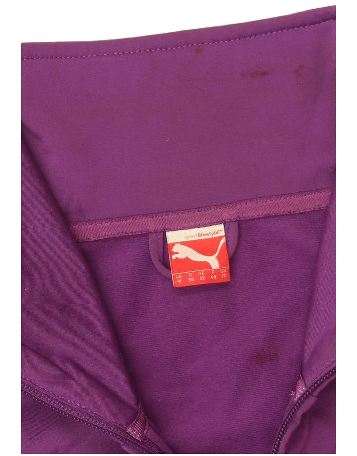 Puma Mujer Gráfico Chándal Top Chaqueta UK 12 Medio Púrpura Poliéster