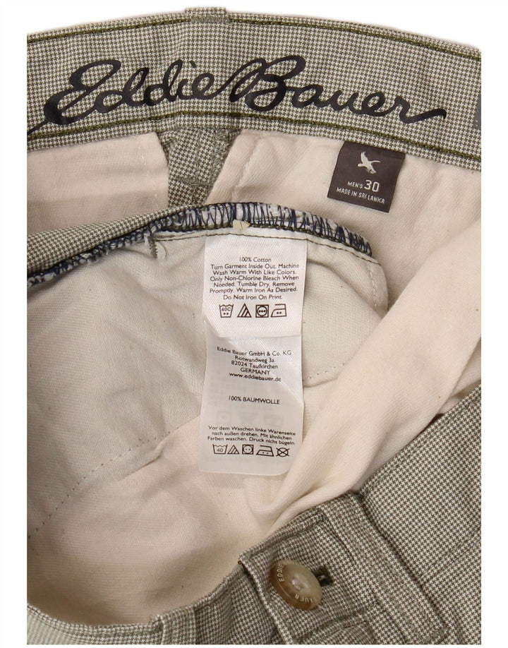 EDDIE BAUER Pantalones cortos chinos para hombre W30 Algodón de pata de gallo caqui medio