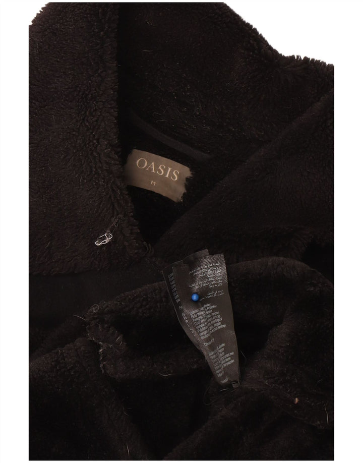 Oasis Chaqueta Motera Sherpa para Mujer UK 44 Mediano Poliéster Negro