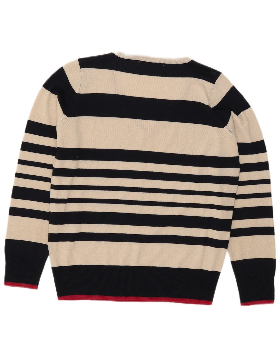 Marks & Spencer Suéter tipo jersey con cuello en V para mujer UK 12 Medium Off White Stripes