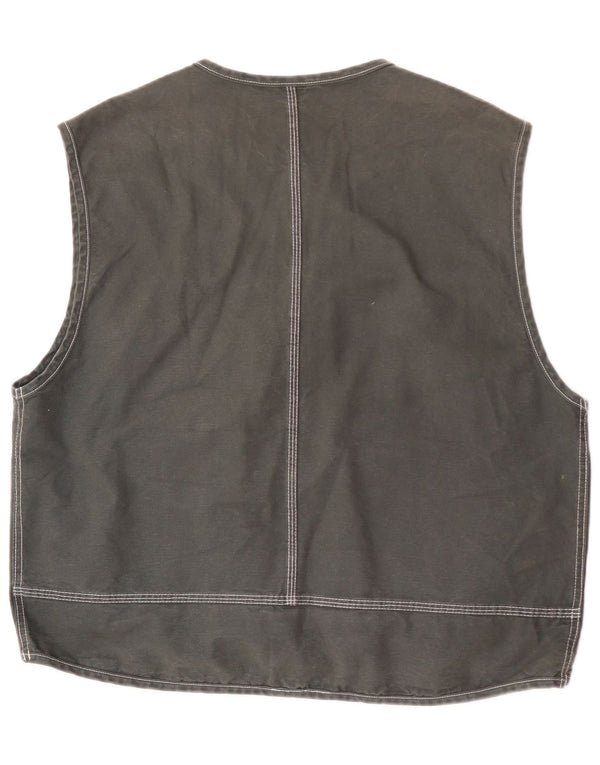 Vintage hombres utilidad Gilet Reino Unido 40 algodón caqui grande