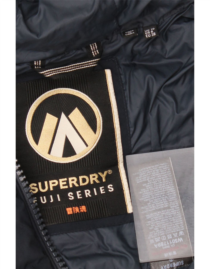 Superdry Abrigo acolchado con capucha para mujer UK 40 Small Poliéster azul marino