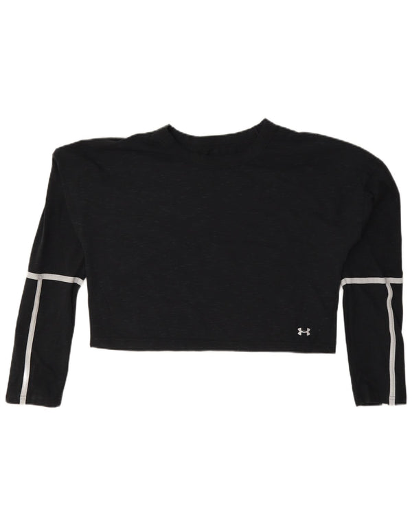 Under Armour Top corto para mujer de manga larga UK 44 Algodón negro mediano