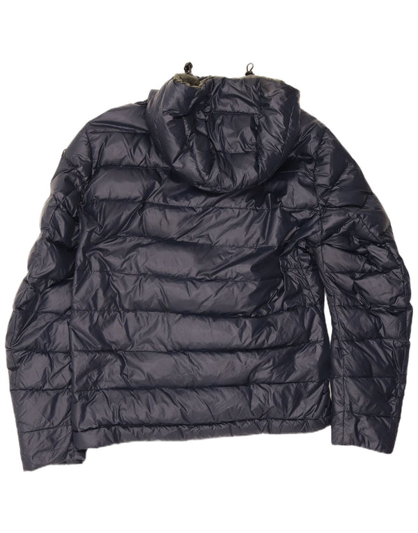 Blauer Chaqueta acolchada con capucha para hombre UK 40 Large Poliamida azul marino