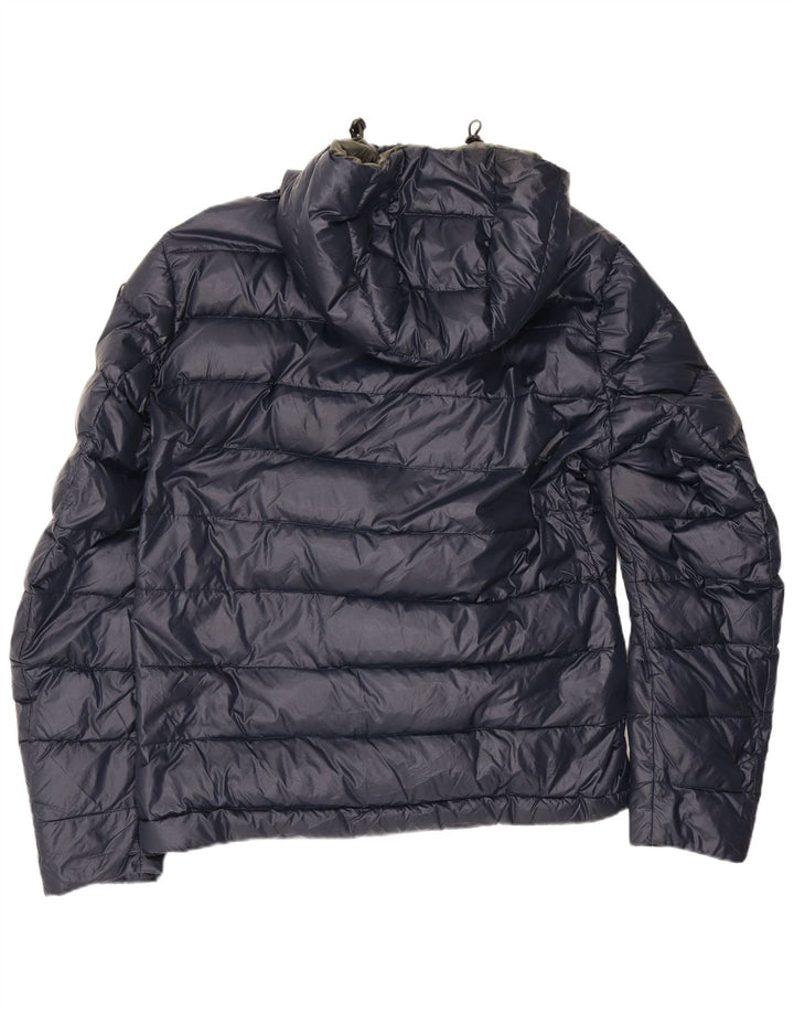 Blauer Chaqueta acolchada con capucha para hombre UK 40 Large Poliamida azul marino