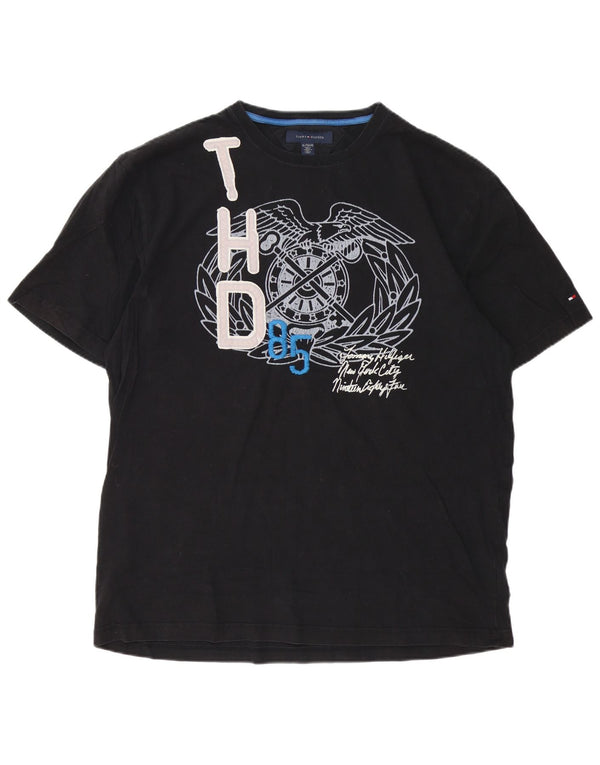 Tommy Hilfiger Camiseta gráfica para hombre Top XL Algodón negro