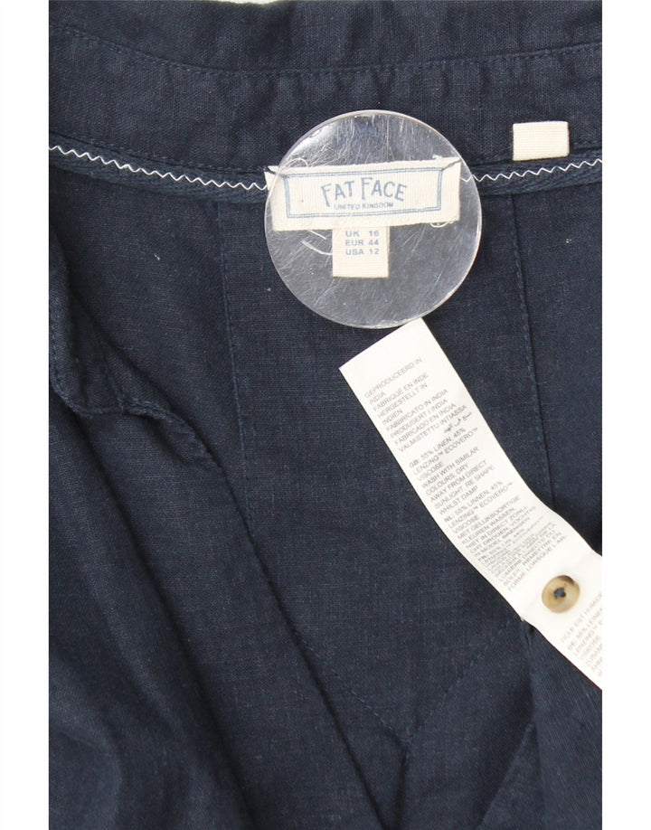 FAT FACE Camisa tipo jersey de gran tamaño para mujer UK 46 Large Lino azul marino