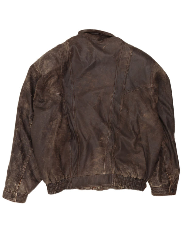Chaqueta de cuero para hombre exclusiva de B&S UK 42 XL Cuero marrón