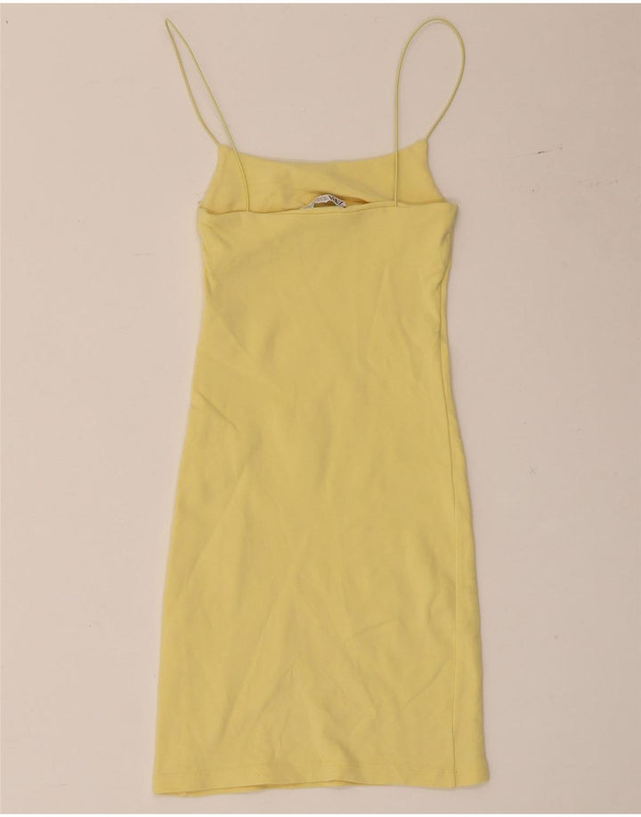 Zara Mujer Vestido Slip UK 8 Small Amarillo