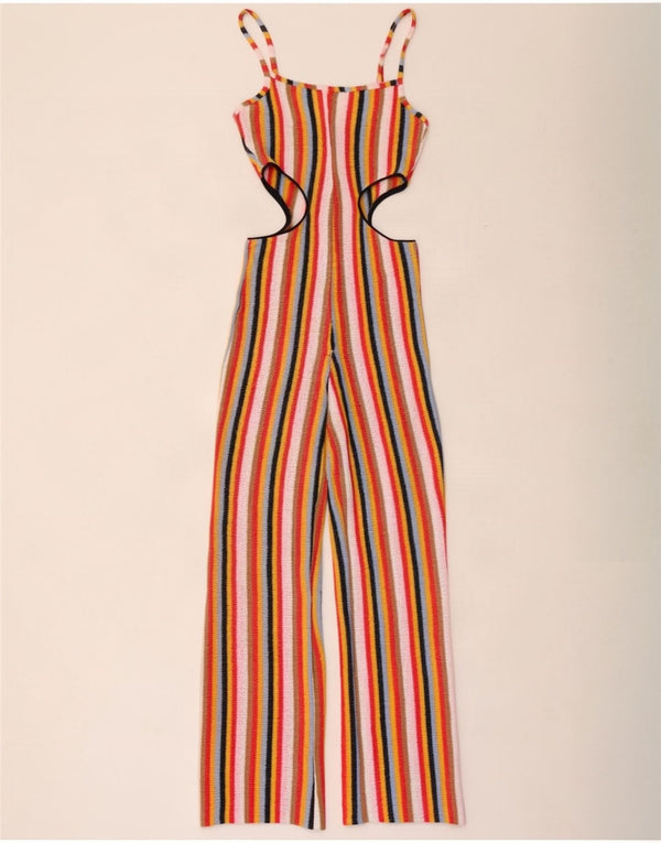 Zara Mujer Mono Recortado UK 10 Small L30 Algodón A Rayas Multicolor