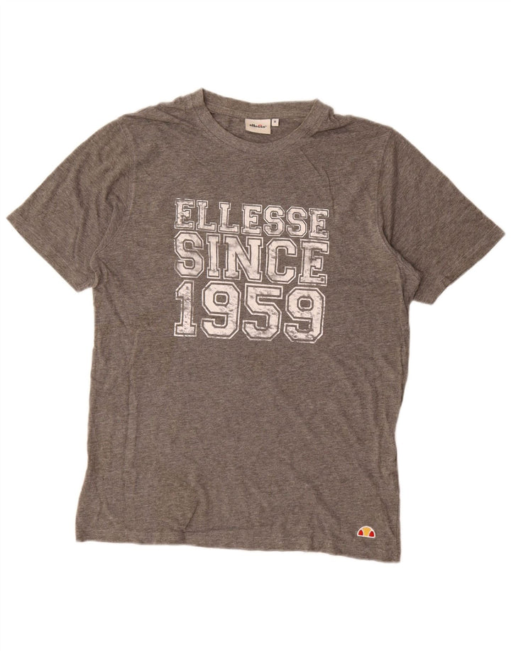Camiseta Ellesse para hombre con gráfico de algodón moteado en gris medio