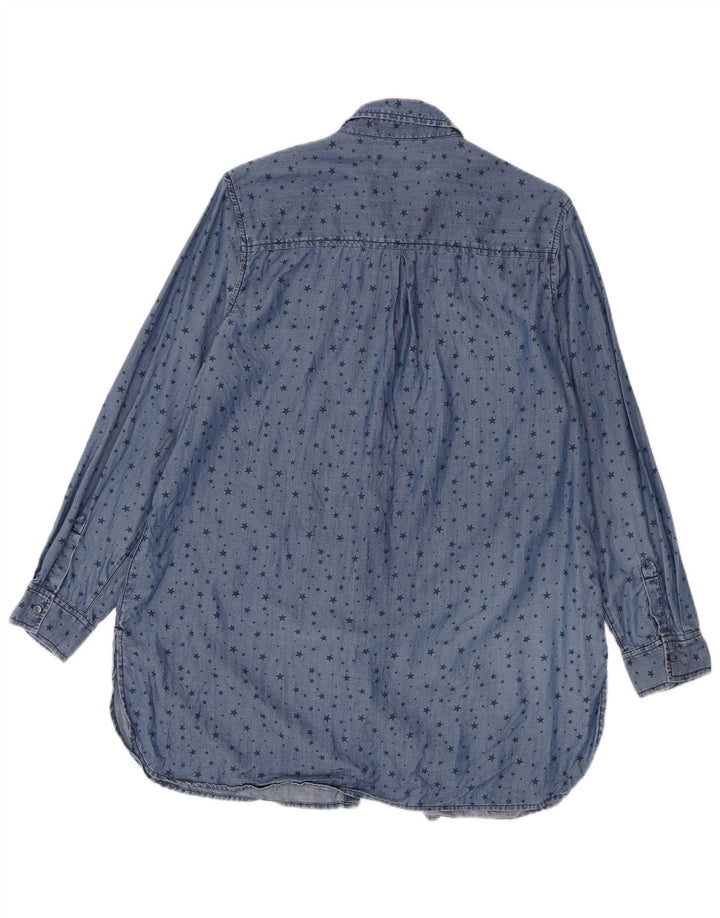 Marks & Spencer Camisa larga con estampado abstracto para mujer, talla 40, color azul