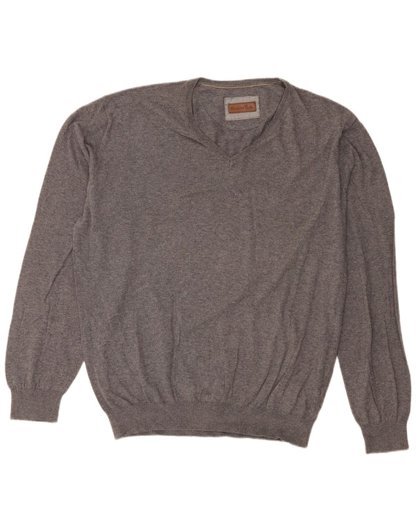Massimo Dutti Jersey Regular Fit con Cuello en V para Hombre 2XL Gris