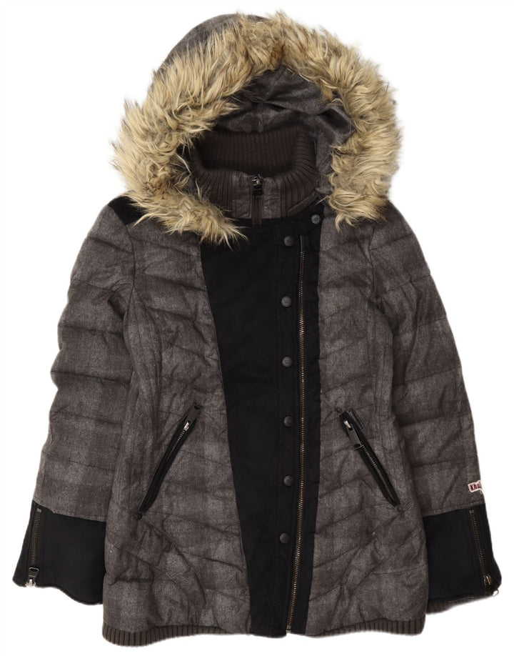 KHUJO Chaqueta acolchada con capucha para mujer ES 40 XL Poliéster color block gris