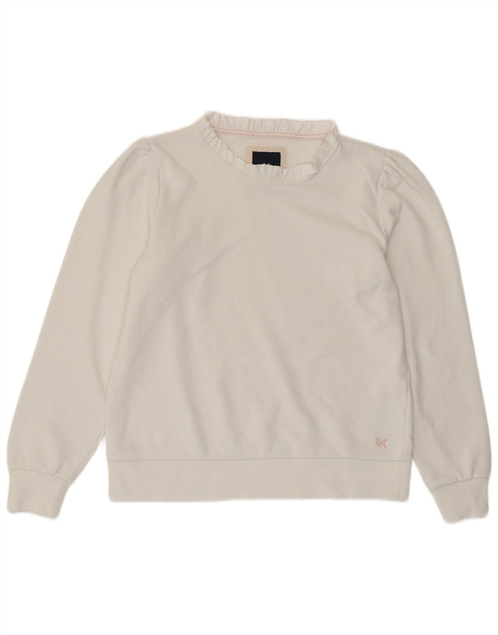 CREW CLOTHING Sudadera para mujer Jumper UK 12 Medium White Cotton