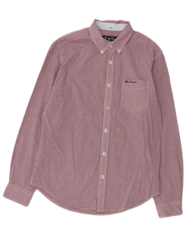 Camisa Ben Sherman para hombre de algodón a cuadros rojos medianos
